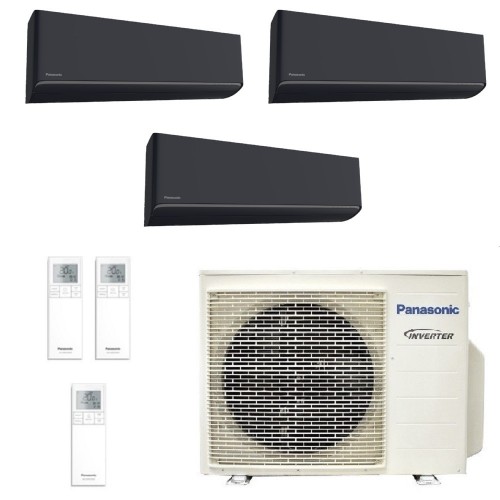 Panasonic Trio Split 2.0+2.0+2.0 kW CU-3Z52TBE CS-XZ20ZKEW-H CS-XZ20ZKEW-H CS-XZ20ZKEW-H Klimaanlagen Etherea Graphitgrau WiF...