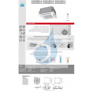 Fujitsu Inneneinheit Kassettengerät 15000 Btu AUXG14KVLA Klimaanlage Serie KV Kompakt WiFi Optional Weiß 4.2 kW R-32 AUXG14KVLA