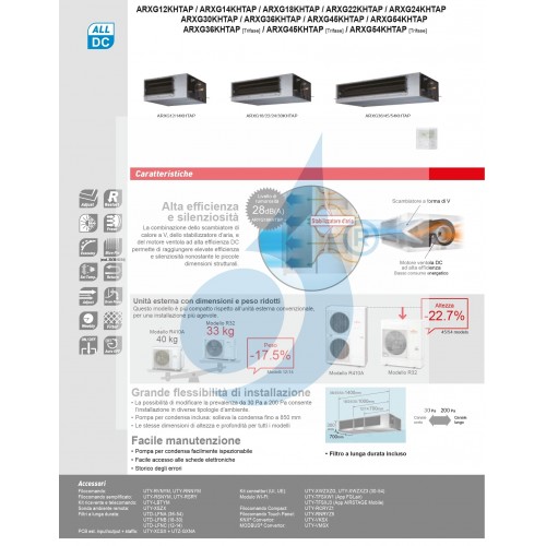 Fujitsu Mono Split Kanaleinbaugeräte 54000 Btu ARXG54KHTAP AOYG54KBTB Klimaanlage KHT mittlere hohe Prävalenz Einzelphase 220...