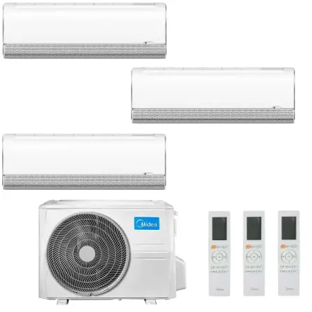 Midea Trio Split 9+12+12 Btu Breezeless+ M3OA-27HFN8-Q MSFAAU-09HRFN8B + 2 unità MSFAAU-12HRFN8B Klimaanlagen R-32 WiFi Breez...