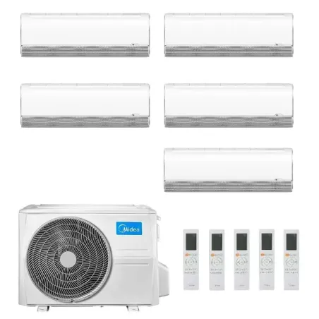 Midea Penta Split 9+9+9+9+9 Btu Breezeless+ M5OE-42HFN8-Q con 5 unità MSFAAU-09HRFN8B Klimaanlagen R-32 WiFi A++ A+ Breezeles...