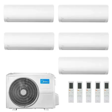 Midea Penta Split 9+9+9+9+12 Btu Xtreme Pro WF M5OE-42HFN8-Q con 4 unità MSAGBU-09HRFN8 + MSAGBU-09HRFN8 Klimaanlagen R-32 Xt...