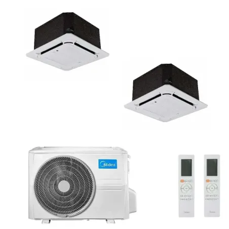 Midea Duo Split 18+18 Btu Kassettengerät 4-Wege 60x60 M4OE-28HFN8-Q MCA3U-18HRFNX(GA) MCA3U-18HRFNX(GA) Klimaanlagen R-32 4-W...