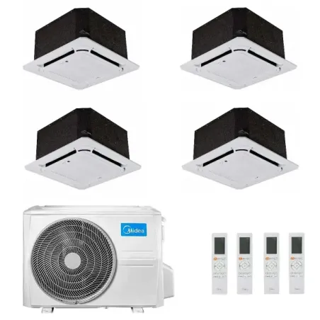 Midea Quadri Split 9+9+9+9 Btu Kassettengerät M4O-36FN8-Q con 4 unità MCA3I-09HRFNX(GA) Klimaanlagen R-32 A++ A+ 4-Wege 60x60...