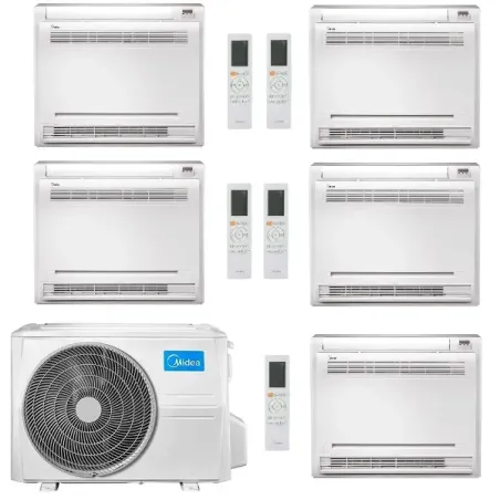 Midea Penta Split 9+9+9+12+12 Btu Fußboden M5OE-42HFN8-Q 3X MFA2U-09HRFNX(GA) + 2 MFA2U-09HRFNX(GA) Klimaanlagen R-32 Console...
