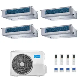 Midea Quadri Split 9+9+9+18 Btu Kanaleinbaugeräte M4O-36FN8-Q con 3 unità MTI-09HWFNX(GA) + MTIU-18HWFNX(GA) Klimaanlagen R-3...