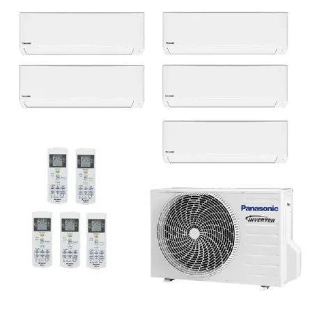 Panasonic Penta Split 3.5+3.5+3.5+3.5+3.5 kW CU-5Z90TBE 4 x CS-TZ20ZKEW + CS-TZ35ZKEW Klimaanlagen WiFi Weiß R-32 TZ-ZKEW-7+7...