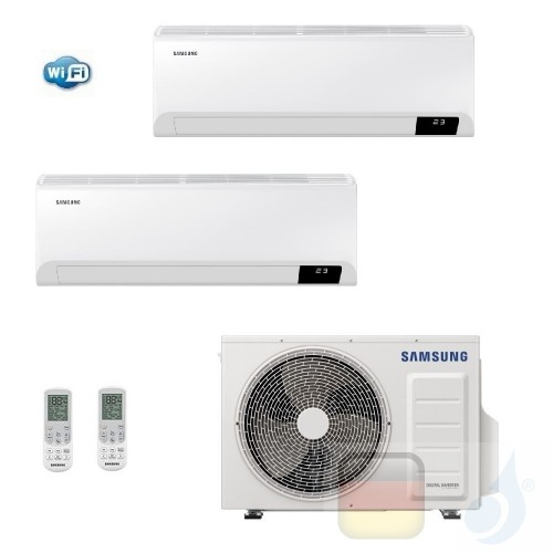 Samsung Klimaanlagen Duo Split Cebu Wi-Fi 9000+12000 Btu + AJ050TXJ2KG/EU R-32 A+++ A++ Stimmenkontrolle WiFi 2.5+3.5 kW AR09...