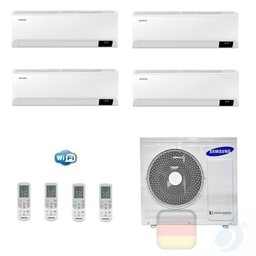 Samsung Klimaanlagen Quadri Split Serie Cebu Wi-Fi 7+9+9+9 Btu + AJ080TXJ4KG/EU R-32 A++ A+ Stimmenkontrolle WiFi AR07090909T...