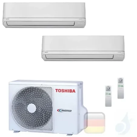 Toshiba Klimaanlagen Duo Split Wand 7000+9000 Btu R-32 Shorai M07PKVSG B10PKVSG 2M14U2AVG A++ A+ 2.0+2.5 kW M07PKVSG+B10PKVSG...