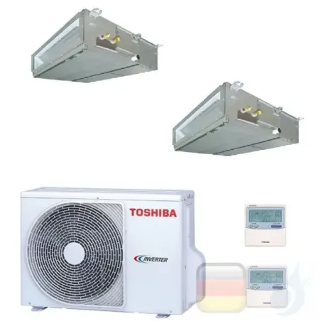 Toshiba Klimaanlagen Duo Split Kanalgerät Slim 60x60 9000+9000 R-32 M10U2DVG M10U2DVG 2M14U2AVG A++ A+ 2.5+2.5 kW M10U2DVG+M1...