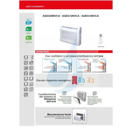 Fujitsu Inneneinheit Fußboden KV AGEG09KVCA 9000 Btu Fußboden