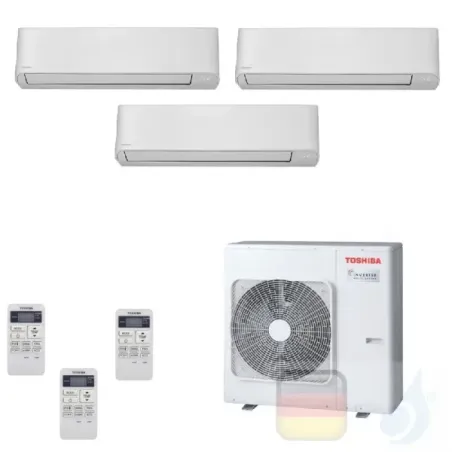 Toshiba Klimaanlagen Trio Split Wand 9000+9000+9000 Btu + RAS-3M18U2AVG-E R-32 Seiya WiFi Optional A++ A+ 2.5+2.5+2.5 kW J2KV...
