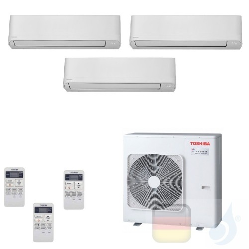 Toshiba Klimaanlagen Trio Split Wand 9000+9000+12000 Btu + RAS-3M18U2AVG-E R-32 Seiya WiFi Optional A++ A+ 2.5+2.5+3.5 kW J2K...