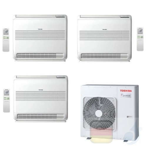 Toshiba Klimaanlagen Trio Split Fußboden Console 9000+9000+12000 Btu + RAS-3M18U2AVG-E R-32 A++ A+ 2.5+2.5+3.5 kW PKVPG_9+9+1...