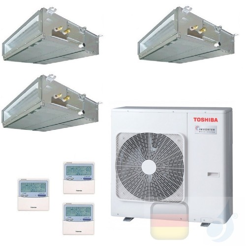 Toshiba Klimaanlagen Trio Split Kanalgerät Slim 7000+7000+9000 Btu + RAS-3M18U2AVG-E R-32 WiFi Optional A++ A+ 2.0+2.0+2.5 kW...