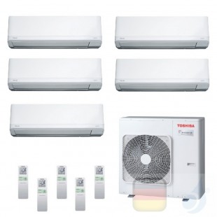 Toshiba Klimaanlagen Penta Split Wand 9+9+9+9+9 Btu + RAS-5M34U2AVG-E R-32 Daiseikai Light A++ A+ 2.5+2.5+2.5+2.5+2.5 kW J2KV...