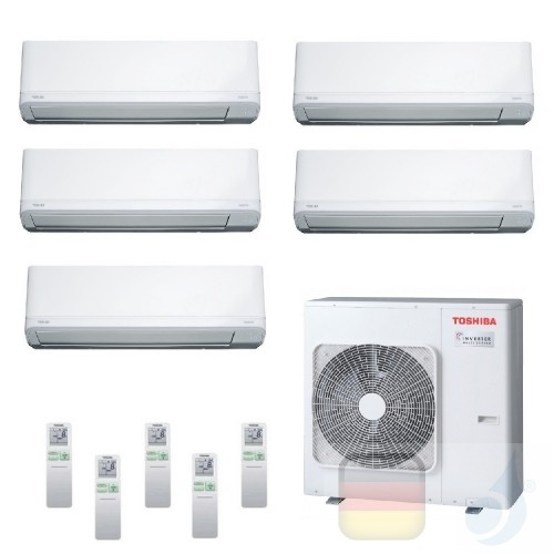 Toshiba Klimaanlagen Penta Split Wand 9+9+9+9+12 Btu + RAS-5M34U2AVG-E R-32 Daiseikai Light A++ A+ 2.5+2.5+2.5+2.5+3.5 kW J2K...