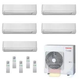Toshiba Klimaanlagen Penta Split Wand 9+9+9+9+15 Btu + RAS-5M34U2AVG-E R-32 Shorai WiFi Opt A++ A+ 2.5+2.5+2.5+2.5+4.2 kW PKV...