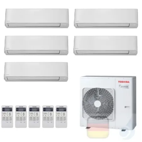 Toshiba Klimaanlagen Penta Split Wand 5+5+5+5+15 Btu + RAS-5M34U2AVG-E R-32 Seiya WiFi Opt A++ A+ 1.5+1.5+1.5+1.5+4.2 kW J2KV...