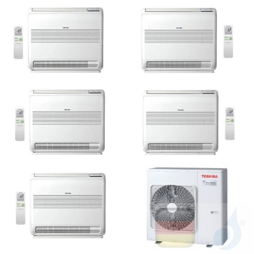 Toshiba Klimaanlagen Penta Split Fußboden Console 9+9+9+9+9 Btu + RAS-5M34U2AVG-E R-32 A++ A+ 2.5+2.5+2.5+2.5+2.5 kW J2FVG_9+...