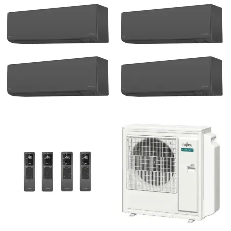Fujitsu Quadri Split 9+12+12+12 KJ-B WiFi AOEG36KBTA5 Schwarz