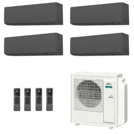 Fujitsu Quadri Split 9+12+12+15 KJ-B WiFi AOEG36KBTA5 Schwarz