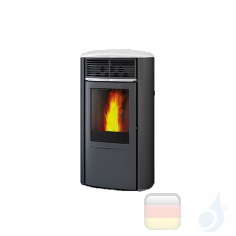 Edilkamin 8.0 kW Aris UP Plus pellet stove, steel-ceramic, white