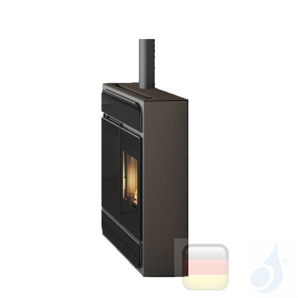 Edilkamin 9.1 kW pellet stoves, pictured with Air Tight C glass, black