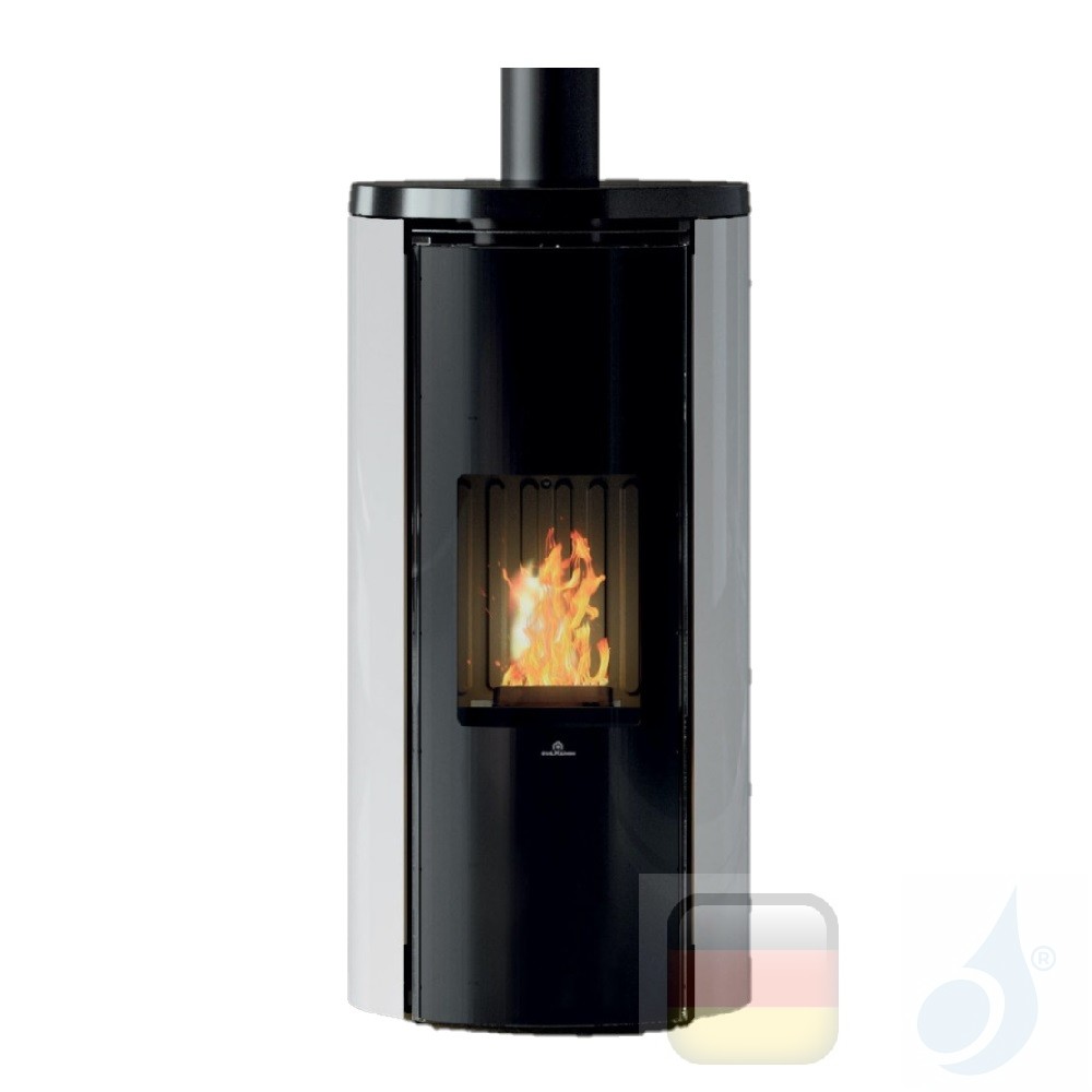 Edilkamin 7.0 kW Celia Air Tight C pellet stove, steel - glass, white