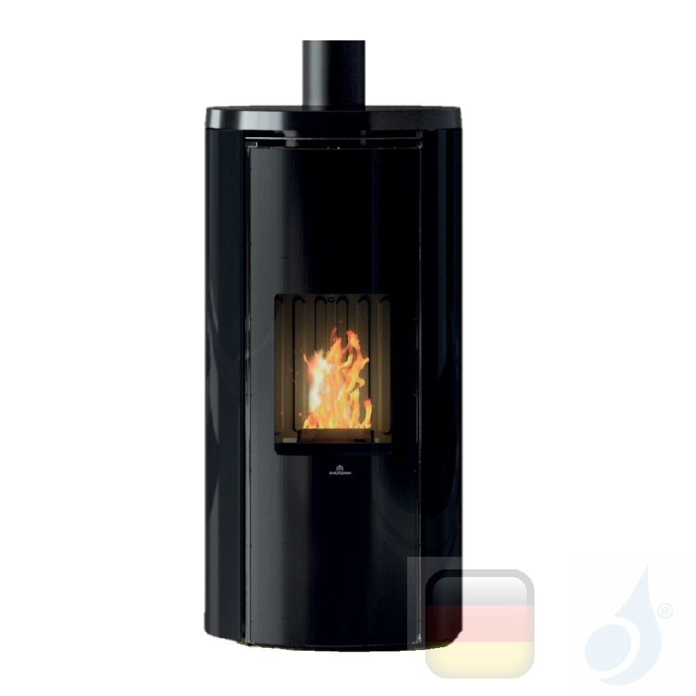 Edilkamin 7.0 kW Celia Air Tight C pellet stove, steel - glass, black