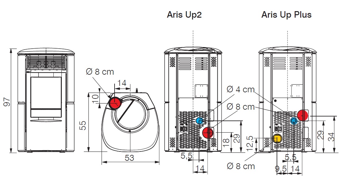 Edilkamin 8.2 kW Aris Up2 pellet stove, steel-ceramic, white