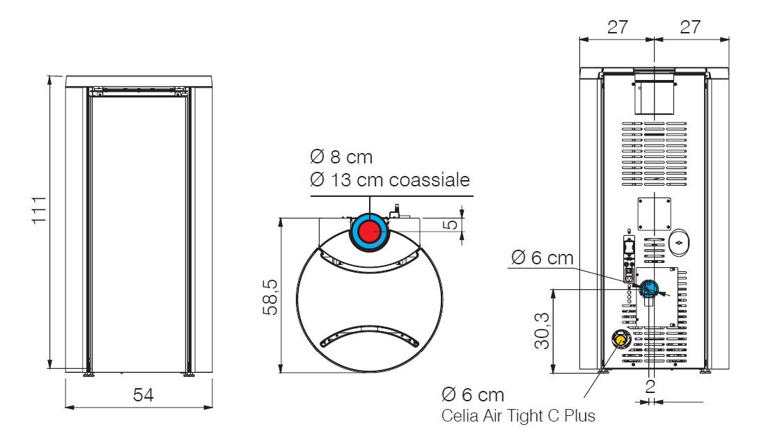 Pelletöfen Edilkamin 9.0 kW Celia Air Tight  C Plus Schwarz