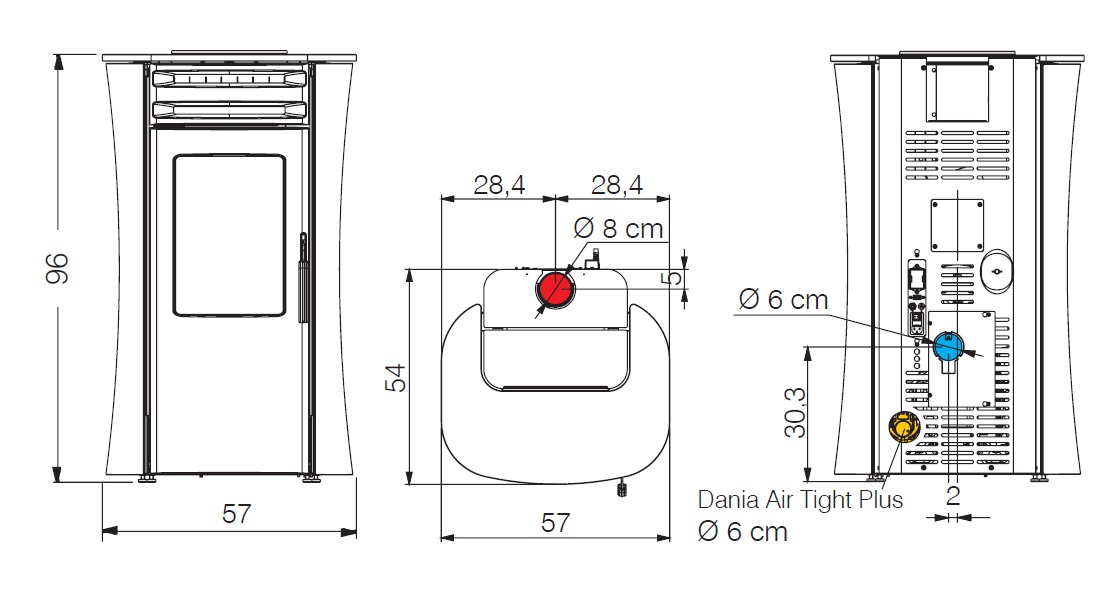 Pelletöfen Edilkamin 8.0 kW Dania Air Tight Plus glass Schwarz