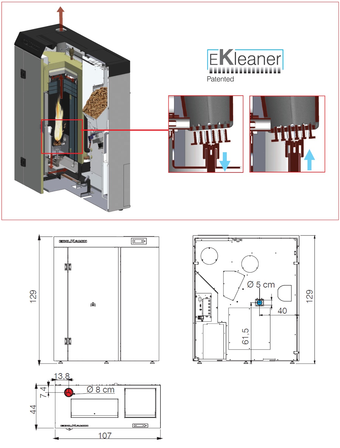Pellet boiler Edilkamin 21.5 kW Gora Slim